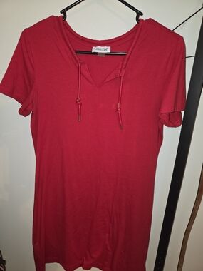 Calvin Klein Red Short Sleeve T-Shirt Dress